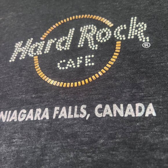 Hard Rock Cafe Niagara Falls Graphic T-Shirt With Rhinestones & Cutout Sleeves L - Picture 5 of 5